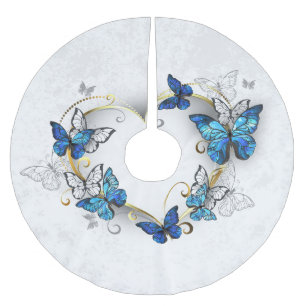 Juwelenherz mit Schmetterlingen Morpho Polyester Weihnachtsbaumdecke