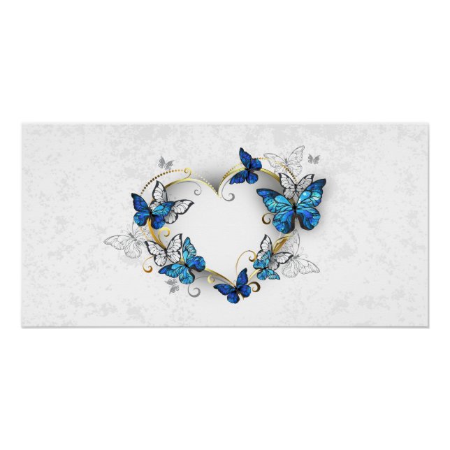 Juwelenherz mit Schmetterlingen Morpho Poster (Vorderseite)