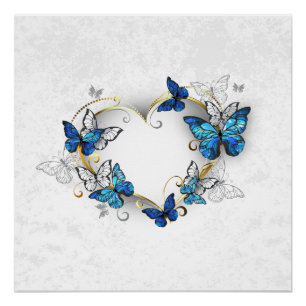 Juwelenherz mit Schmetterlingen Morpho Poster