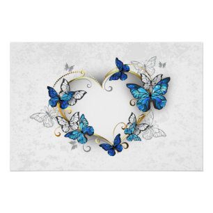 Juwelenherz mit Schmetterlingen Morpho Poster