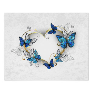 Juwelenherz mit Schmetterlingen Morpho Poster