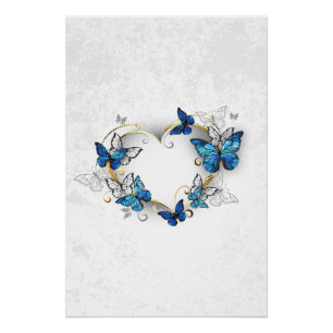 Juwelenherz mit Schmetterlingen Morpho Poster