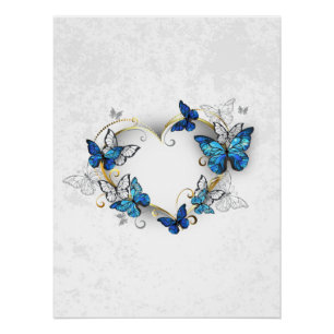 Juwelenherz mit Schmetterlingen Morpho Poster