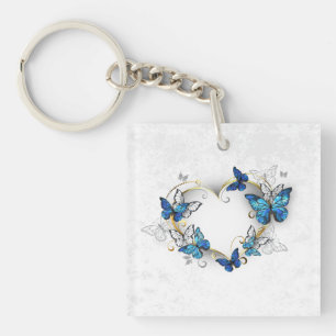 Juwelenherz mit Schmetterlingen Morpho Schlüsselanhänger