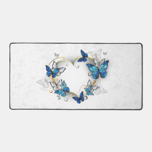 Juwelenherz mit Schmetterlingen Morpho Schreibtischunterlage
