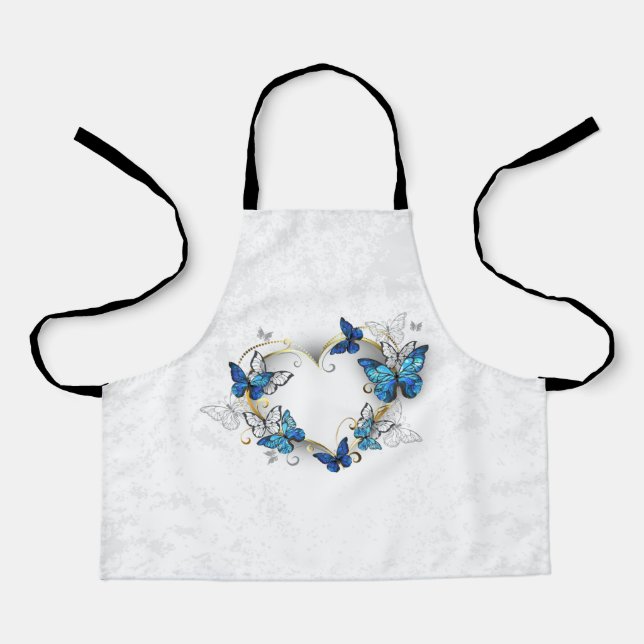 Juwelenherz mit Schmetterlingen Morpho Schürze (Vorderseite)