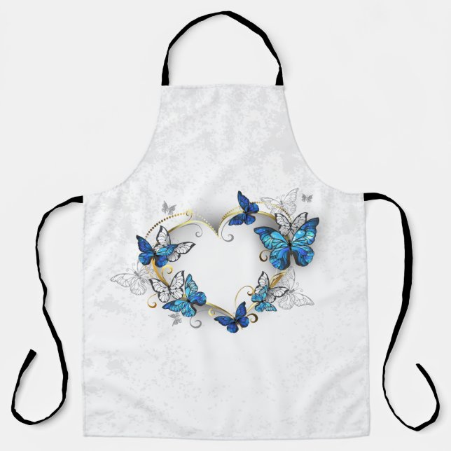 Juwelenherz mit Schmetterlingen Morpho Schürze (Vorderseite)
