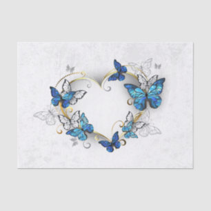 Juwelenherz mit Schmetterlingen Morpho Seidenpapier