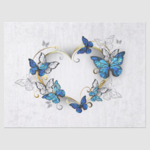 Juwelenherz mit Schmetterlingen Morpho Seidenpapier