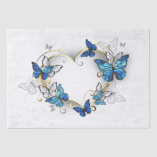 Juwelenherz mit Schmetterlingen Morpho Seidenpapier