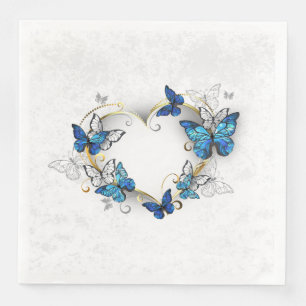Juwelenherz mit Schmetterlingen Morpho Serviette