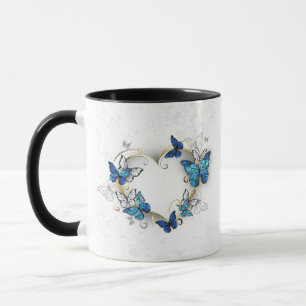 Juwelenherz mit Schmetterlingen Morpho Tasse