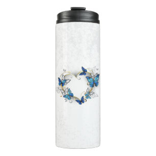 Juwelenherz mit Schmetterlingen Morpho Thermosbecher