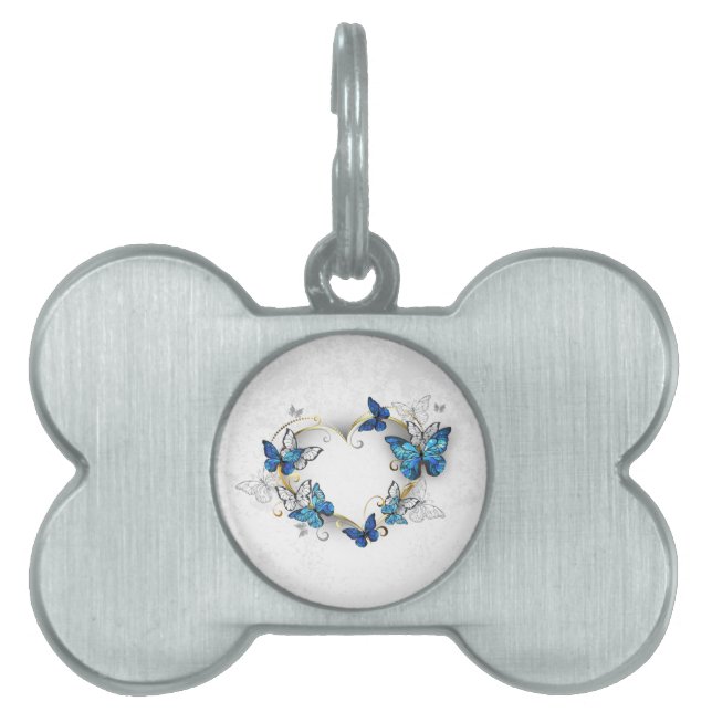 Juwelenherz mit Schmetterlingen Morpho Tiermarke (Vorderseite)
