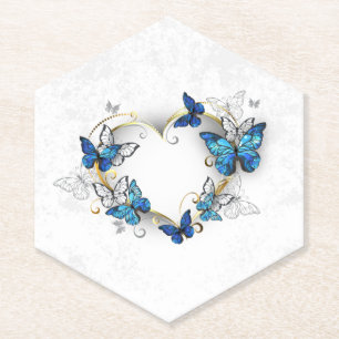 Juwelenherz mit Schmetterlingen Morpho Untersetzer