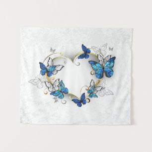 Juwelenherz mit Schmetterlingen Morpho Wandteppich