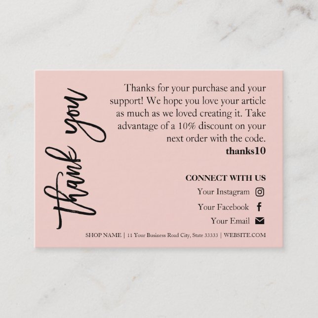 Juwelenpflege Pink Chic Script Danke Karte (Vorderseite)