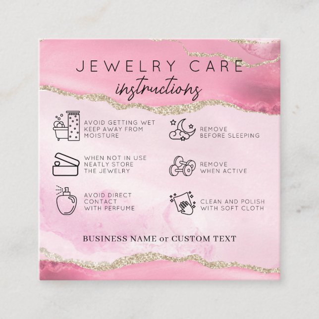 Juwelenpflege Vielen Dank Pink Gold Agate Business Begleitkarte (Vorderseite)