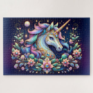 Juwelgetönte Einhorn-Blumenfantasie