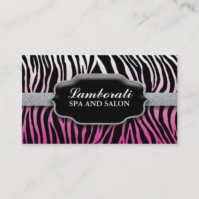 Juwelier-Schmuckzebra-Druck-Diamant-Rosa Visitenkarte (Vorderseite)