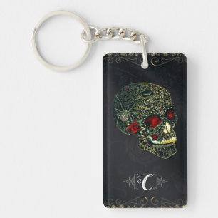 Juwelier Spinnenschädel & Rosen Glam Gothic Filigr Schlüsselanhänger