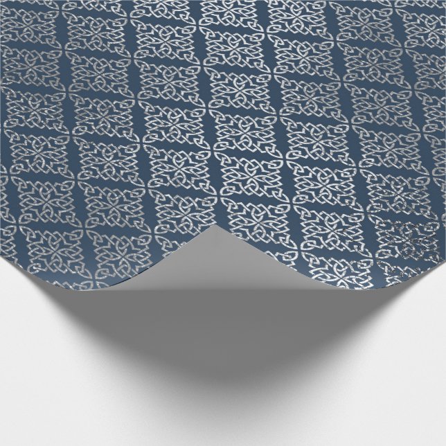 Juwelierin Arabesque Marokkanisch Blaue Marine Sil Geschenkpapier (Ecke)