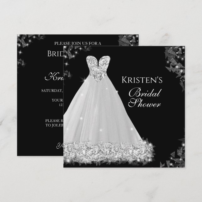 Juwelierkleid White Black Wedding Brautparty in Einladung (Vorne/Hinten)