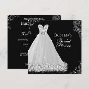 Juwelierkleid White Black Wedding Brautparty in Einladung