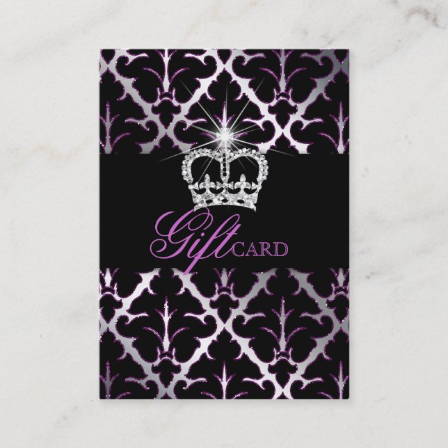 Juwelierkrone Damask Elegantes Geschenkzertifikat  Rabattkarte (Vorderseite)