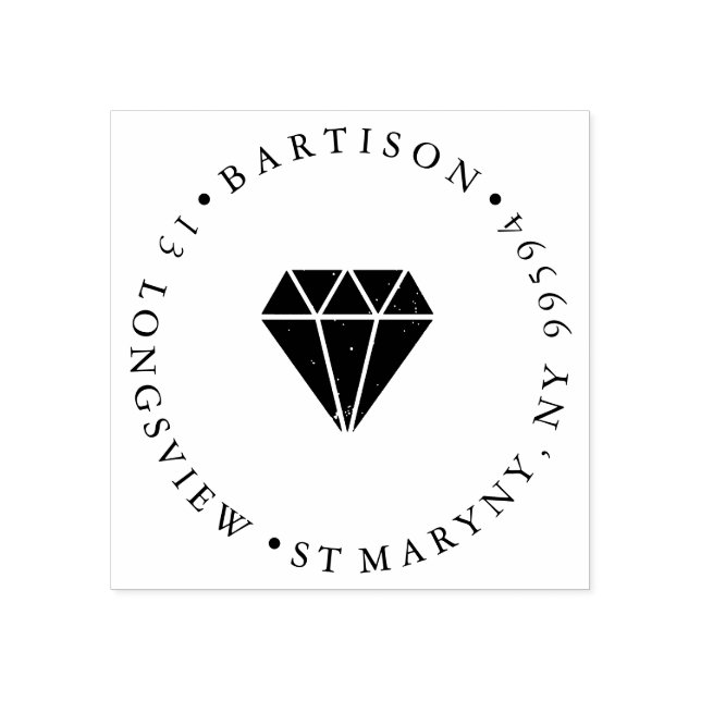 Juwelierschmuck DIAMOND RUNDE RÜCKSENDEADRESSE Gummistempel (Prägung)