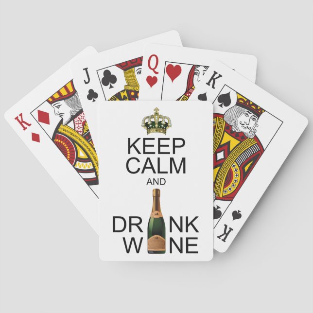 Juwelierte Krone Behalte Ruhe und Wein trinken Spielkarten (Rückseite)