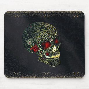 Juwelierter Spinnenschädel & Rosen Glamouröse Goti Mousepad