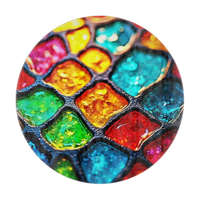Juwelton gefärbte Glas-Kunst-Glow-Design Schneidebrett (Vorderseite)