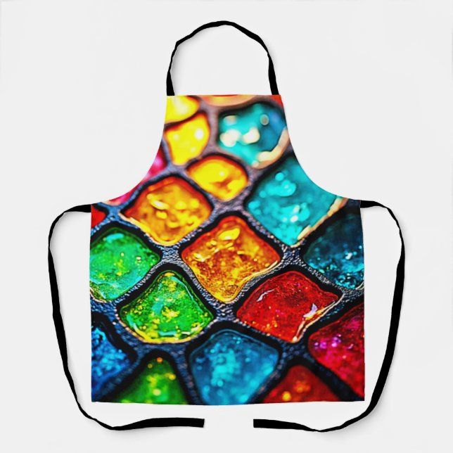Juwelton gefärbte Glas-Kunst-Glow-Design Schürze (Vorderseite)