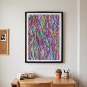 Juwelton Psychedelische Wellige Abstrakte Kunst Poster