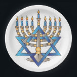 Juwish Menorah Pappteller<br><div class="desc">Hanukkah Party Papier Abendessen Teller. Das ist von der jüdischen Menorah für einfache saubere Ups.</div>