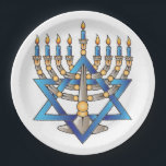 Juwish Menorah Pappteller<br><div class="desc">Hanukkah Party Papier Abendessen Teller. Das ist von der jüdischen Menorah für einfache saubere Ups.</div>
