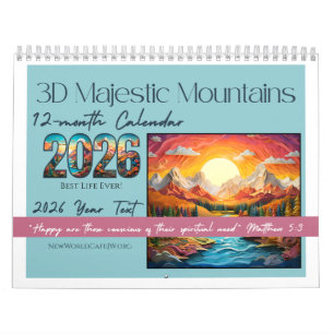 JW 2026 Jahrestext -3D Majestätischer Berg 12-Mona Kalender