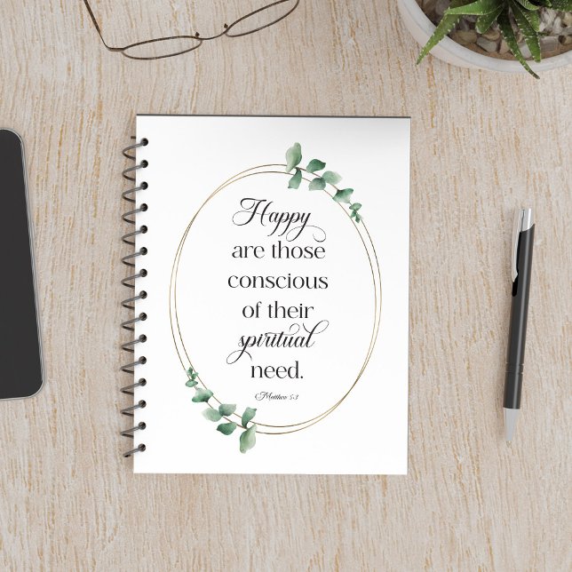 JW 2026 - Text mit Eukalyptus Matthew 5:3 Notizblock (Von Creator hochgeladen)