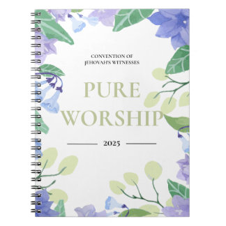 JW Convention 2025 reine Gebet blauen Blumendesign Notizblock
