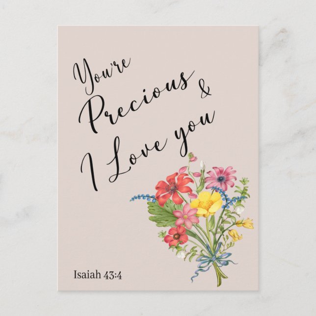 Jw encouragement - Vous êtes précieuse Carte posta (Devant)