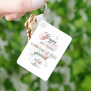 JW Jahr 2026 Text Matthew 5:3 mit Frühlingsblumen Schlüsselanhänger