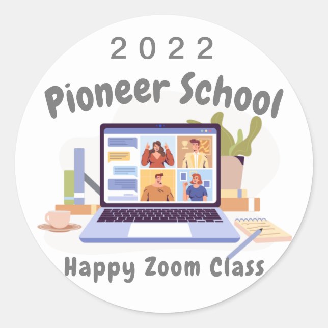 JW Ministry Supply 2022 Pioneer School Zoom Class Runder Aufkleber (Vorderseite)