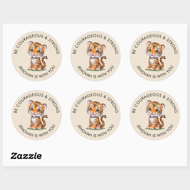 JW Round Stickers for Kids, Sei mutig und stark (Blatt)