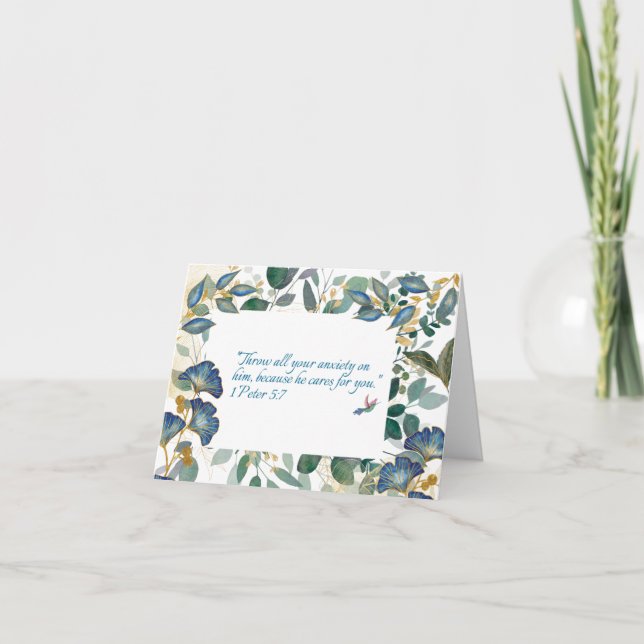 JW Sympathy Card - Blumenschrift 1 Peter 5:7 Karte (Vorderseite)