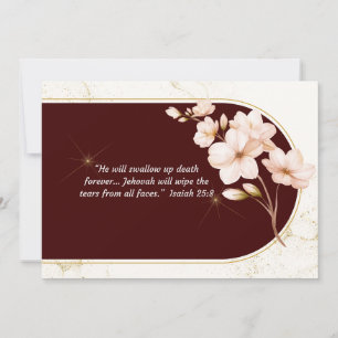 JW Sympathy Card - Cherry Blossom Isa 25:8 Dankeskarte