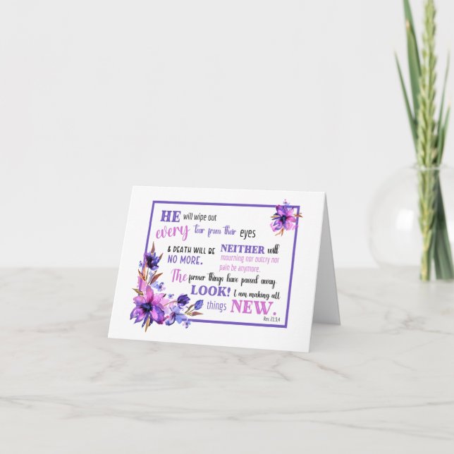 JW Sympathy Card Lila Rosa Blumenoffenbarung 21 Dankeskarte (Vorderseite)