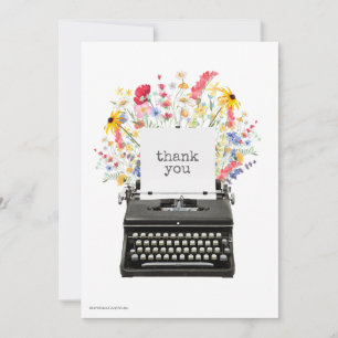 JW Vintage Schreibmaschine floral Dankeschön Karte