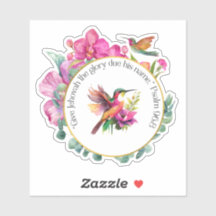 JW Vinyl Sticker 2025 Jahr Text mit Hummingbirds