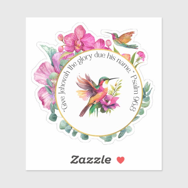 JW Vinyl Sticker 2025 Jahr Text mit Hummingbirds (Blatt)